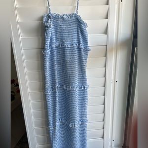 Blue gingham midi dress
